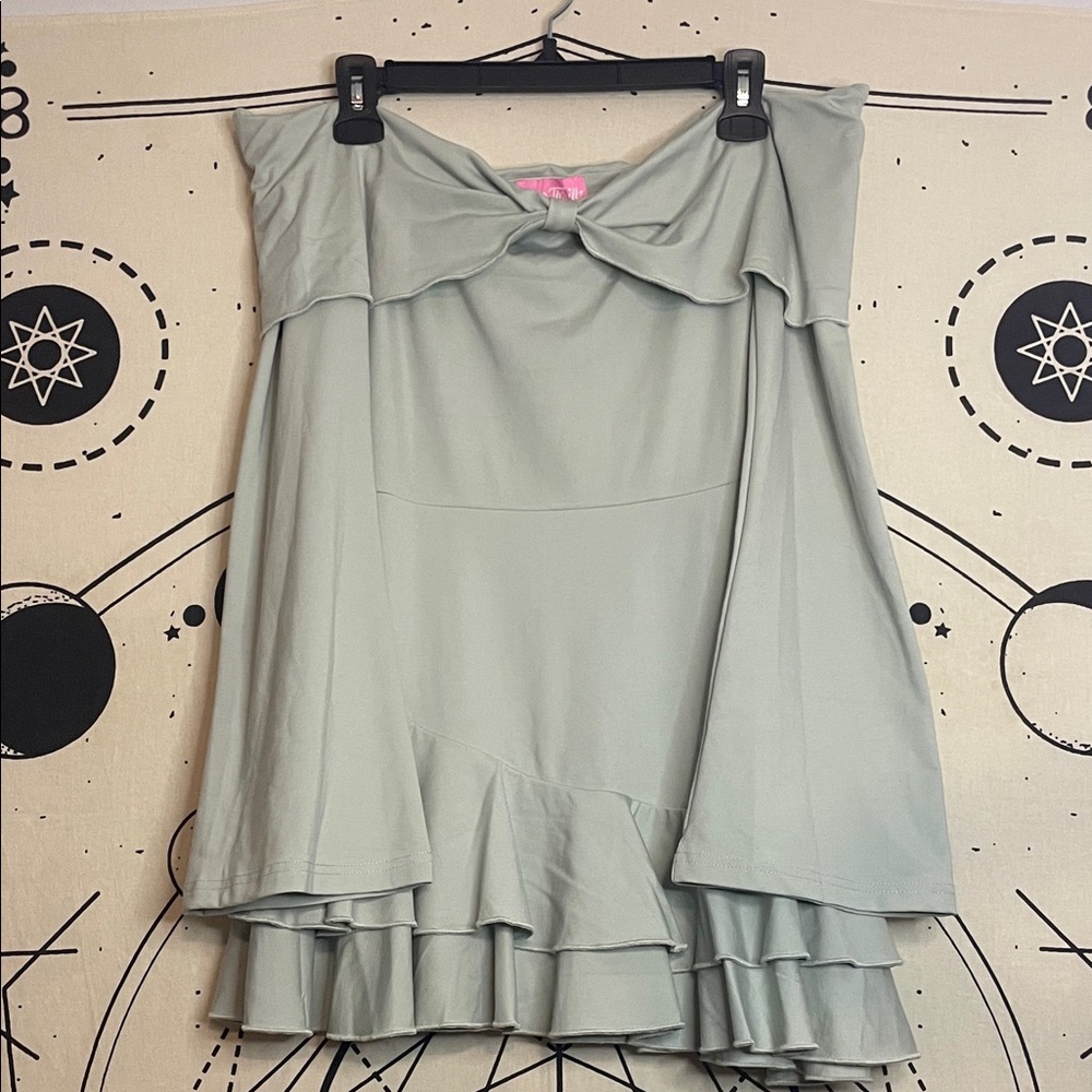 Sugar Thrillz Light Green Off Shoulder Mini Dress